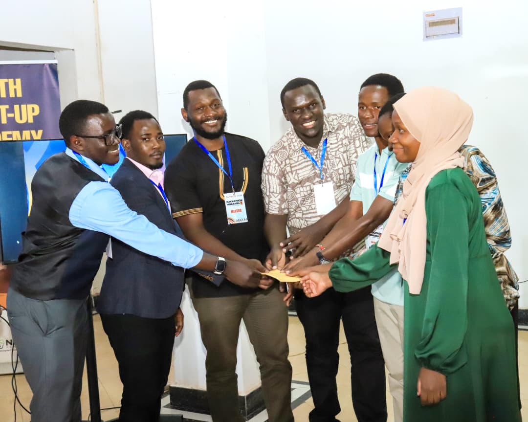 A winning team receiving their prize